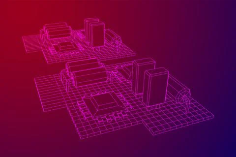 Circuit board. Electronic computer components motherboard. イラスト素材