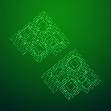 Circuit board. Electronic computer components motherboard. Stock Illustration