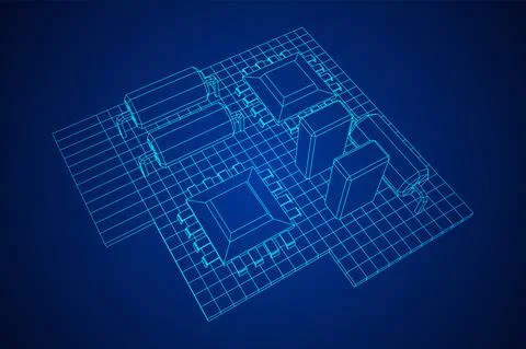 Circuit board. Electronic computer components motherboard. Stock Illustration