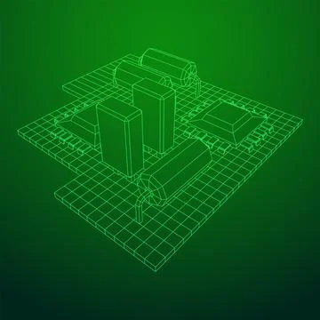 Circuit board. Electronic computer components motherboard. イラスト素材