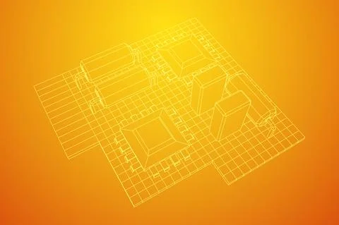 Circuit board. Electronic computer components motherboard. Stock Illustration