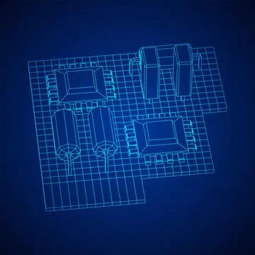 Circuit board. Electronic computer components motherboard. Stock Illustration