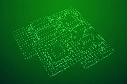Circuit board. Electronic computer components motherboard. Stock Illustration