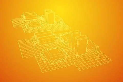 Circuit board. Electronic computer components motherboard. Stock Illustration