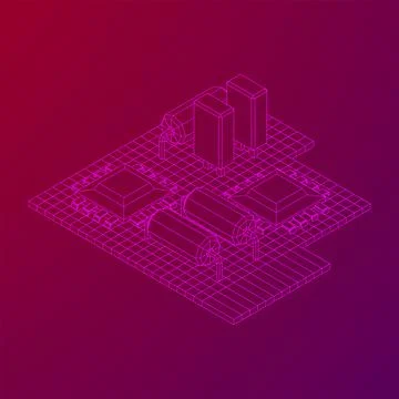 Circuit board. Electronic computer components motherboard. Stock Illustration