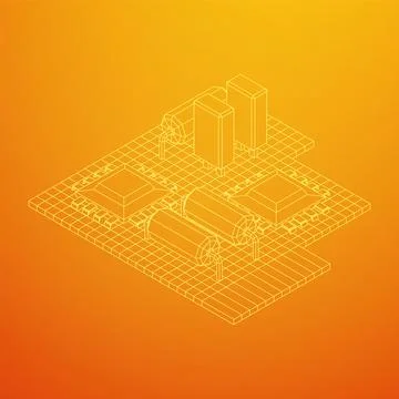 Circuit board. Electronic computer components motherboard. Stock Illustration