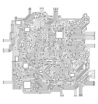Circuit Board. Electronic Computer Hardware Technology Stock Illustration