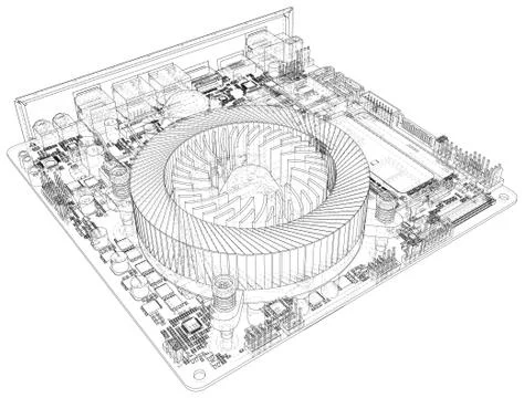 Circuit board. Electronic computer hardware technology. Vector rendering of 3d Illustrazione stock