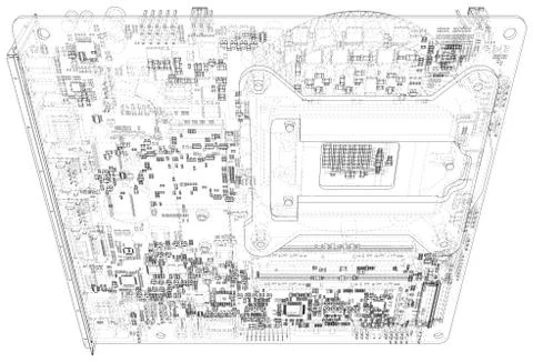 Circuit board. Electronic computer hardware technology. Vector rendering of 3d 스톡 일러스트