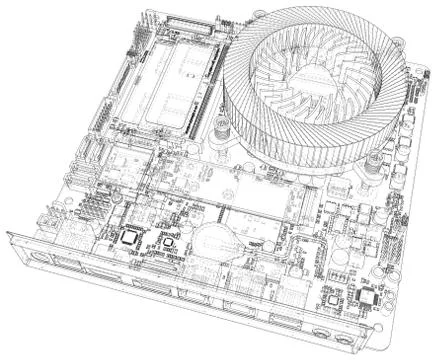Circuit board. Electronic computer hardware technology. Vector rendering of 3d Stock Illustration