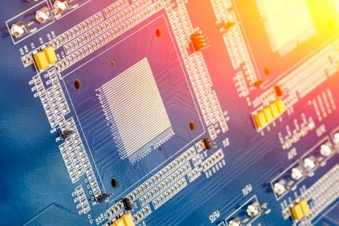 Circuit board. Electronic computer hardware technology. Motherboard digital c Foto stock