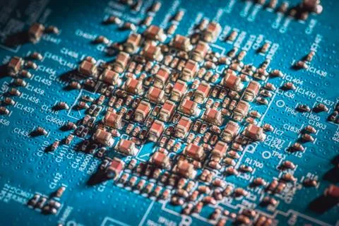 Circuit board. Electronic computer hardware technology. Motherboard digital chip Stock Photos