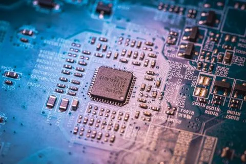 Circuit board. Electronic computer hardware technology. Motherboard digital chip Stock Photos