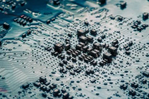 Circuit board. Electronic computer hardware technology. Motherboard digital chip Stock Photos