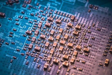 Circuit board. Electronic computer hardware technology. Motherboard digital chip Stock Photos