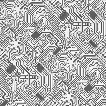 Circuit board electronic hi tech seamless diagonal pattern. Vector computer c Illustrazione stock