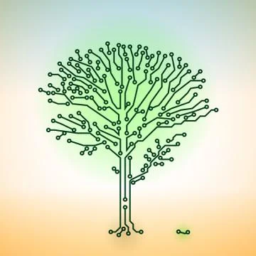 Circuit board electronic tree - digital technology concept 스톡 일러스트