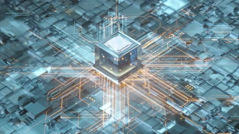 Circuit board, electronics cyberspace background, 3d rendering. Stock Footage 145939176