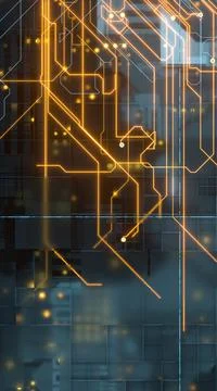 Circuit board, electronics cyberspace background, 3d rendering. Stockillustratie