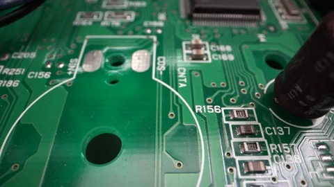 Circuit Board Fly Over Macro Stock Footage 117366619