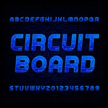Circuit board font. Vector Alphabet. Stock Illustration