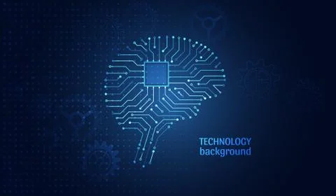 Circuit board in the form of brain. Artificial intelligence. Machine learning Stock Illustration