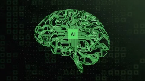 Circuit board in the form of a human brain pulsates and is drawn. Stock Footage 219692387