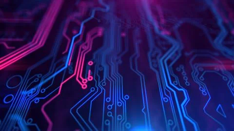 Circuit board futuristic server code processing. PCB, Code, HTML. Stockillustratie