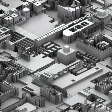 Circuit board futuristic server code processing. White technology background. 3d Stock Illustration