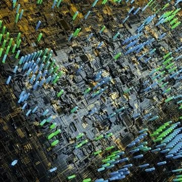 Circuit board futuristic server code processing. Multicolor technology Stock Illustration