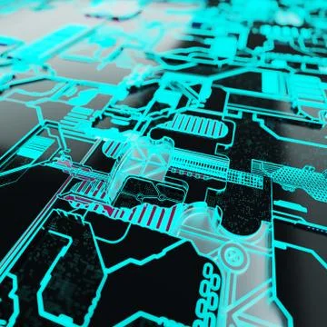 Circuit board futuristic server code processing. Neon color technology Stock Illustration