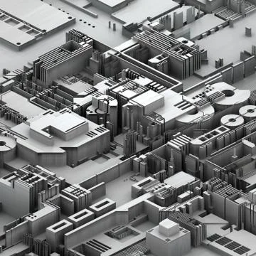 Circuit board futuristic server code processing. White technology background. 3d Stock Illustration