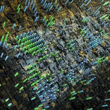 Circuit board futuristic server code processing. Multicolor technology Stock Illustration