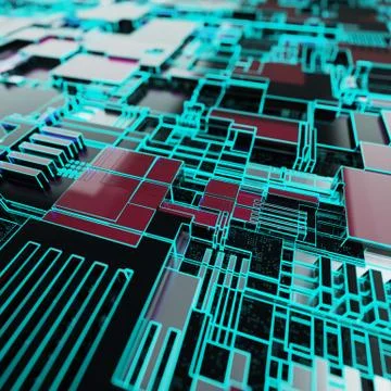 Circuit board futuristic server code processing. Neon color technology Illustrazione stock