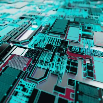 Circuit board futuristic server code processing. Neon color technology 库存插图