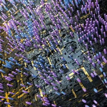 Circuit board futuristic server code processing. Multicolor technology 스톡 일러스트