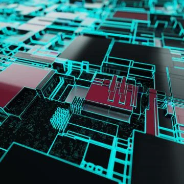Circuit board futuristic server code processing. Neon color technology Stock Illustration