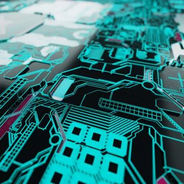 Circuit board futuristic server code processing. Neon color technology Stock Illustration