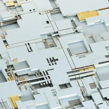 Circuit board futuristic server code processing. Gold and white technology Stockillustratie