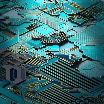 Circuit board futuristic server code processing. Turquoise technology background イラスト素材