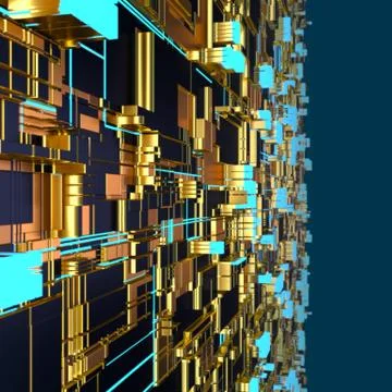 Circuit board futuristic server code processing. Angled view multicolor Illustration