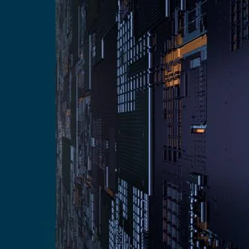 Circuit board futuristic server code processing. Angled view black color 스톡 일러스트