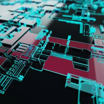 Circuit board futuristic server code processing. Neon color technology Illustrazione stock