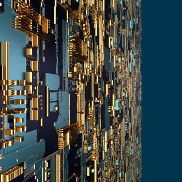 Circuit board futuristic server code processing. Angled view multicolor Illustrazione stock