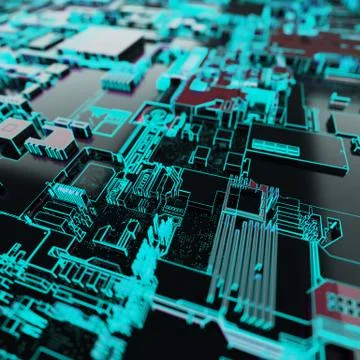 Circuit board futuristic server code processing. Neon color technology Stockillustratie