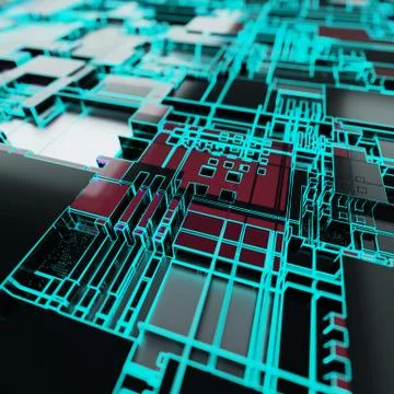 Circuit board futuristic server code processing. Neon color technology Stock Illustration