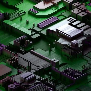 Circuit board futuristic server code processing. Multicolor technology Stock Illustration