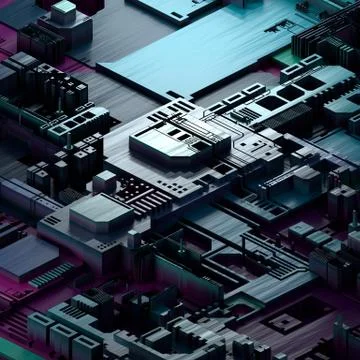 Circuit board futuristic server code processing. Multicolor technology Stock Illustration