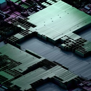 Circuit board futuristic server code processing. Multicolor technology Stock Illustration