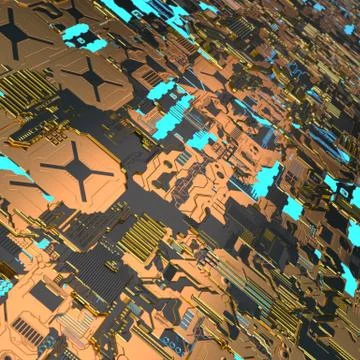 Circuit board futuristic server code processing. Angled view multicolor Stockillustratie